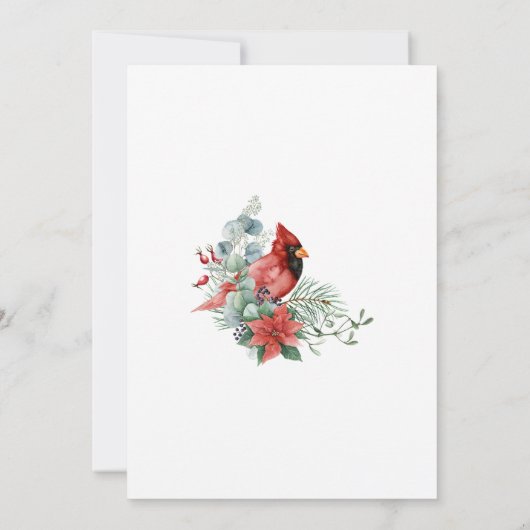 クリスマスファミリー懇親会レッド（鳥）ショウジョウコウカンチョウパーティー 招待状 (裏面)