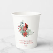 クリスマスファミリー懇親会レッド（鳥）ショウジョウコウカンチョウ 紙コップ (正面)