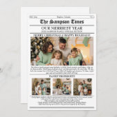 クリスマスファミリー新聞写真ニュースレター シーズンカード (正面/裏面)