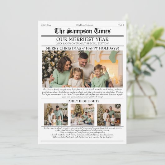 クリスマスファミリー新聞写真ニュースレター シーズンカード (スタンド正面)