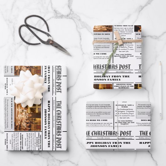 クリスマスファミリー新聞+レビュー年写真 ラッピングペーパーシート (正面)