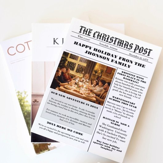 クリスマスファミリー新聞+レビュー年写真 招待状