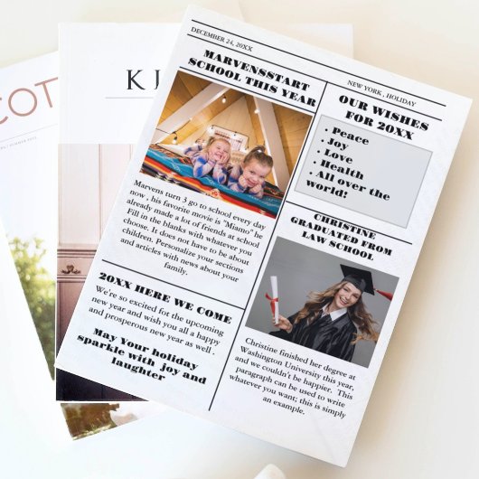 クリスマスファミリー新聞+レビュー年写真 招待状