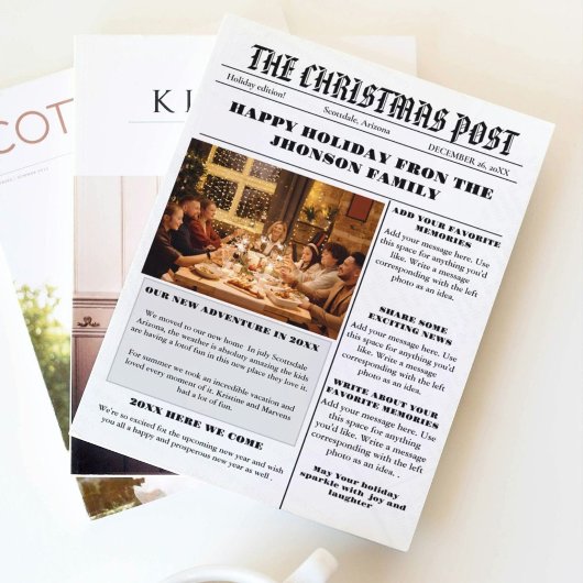 クリスマスファミリー新聞+レビュー年写真 招待状