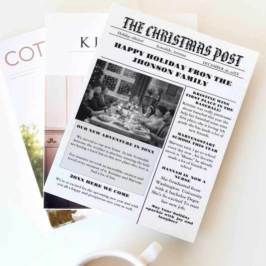 クリスマスファミリー新聞+レビュー年写真 招待状