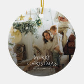 クリスマスファミリー素朴写真 セラミックオーナメント (正面)