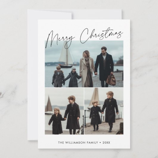 クリスマスファミリー航海のビーチ海事写真 シーズンカード (正面)