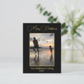 クリスマスファミリー金ゴールドブラックホリデー シーズンポストカード (スタンド正面)