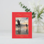 クリスマスファミリー金ゴールドレッドホリデー シーズンポストカード (スタンド正面)