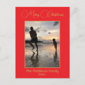 クリスマスファミリー金ゴールドレッドホリデー シーズンポストカード (正面)