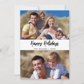 クリスマスファミリー2枚の写真の格子模様 シーズンカード (正面)