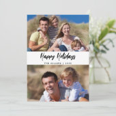 クリスマスファミリー2枚の写真の格子模様 シーズンカード (スタンド正面)