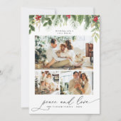 クリスマスファミリー3コラージフォトフレームホリデーカード 招待状 (正面)