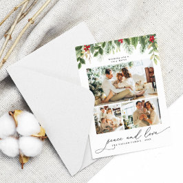 クリスマスファミリー3コラージフォトフレームホリデーカード 招待状