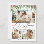 クリスマスファミリー3コラージュ写真冬のベリー シーズンカード (正面)