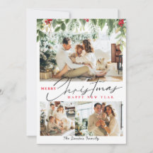 クリスマスファミリー3コラージュ写真冬のベリー