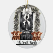 クリスマスファミリー4オーナメントハイランド牛 セラミックオーナメント (左)