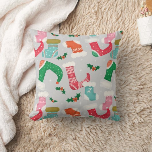 クリスマスファララグレー – ストッキング クッション (ブランケット)