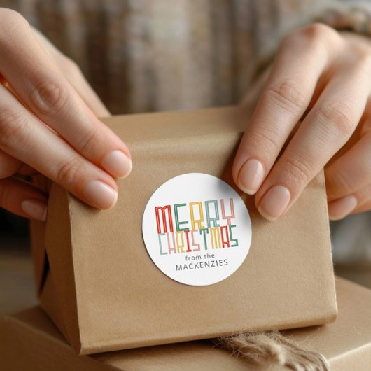 クリスマスファンキーフォントと文字パーソナライズされた ラウンドシール