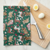 クリスマスファンタジー焼いた品 キッチンタオル (四つ折り)