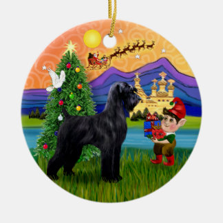 クリスマスファンタジー – ジャイアントブラックシュナウザー セラミックオーナメント