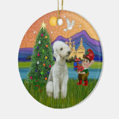 クリスマスファンタジー- Bedlington Terrier セラミックオーナメント (左)