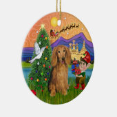 クリスマスファンタジー- Long Fold Sable Dachshand セラミックオーナメント (右)