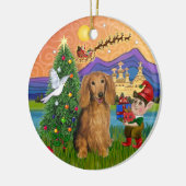 クリスマスファンタジー- Long Fold Sable Dachshand セラミックオーナメント (左)