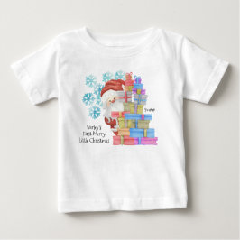 クリスマスファーストバースデー サンタクロース ベビーTシャツ