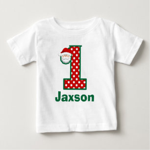 クリスマスファースト誕生日サンタシャツ ベビーTシャツ
