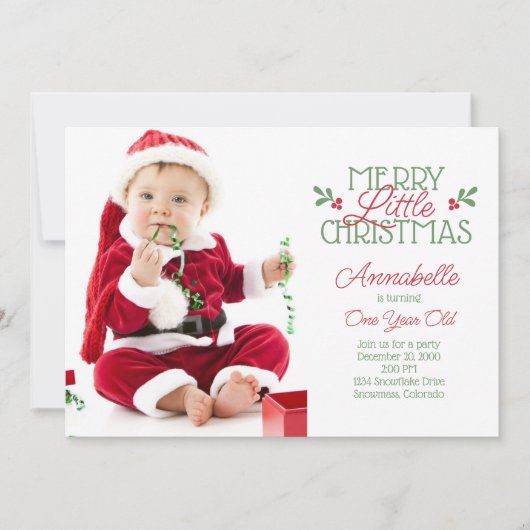 クリスマスファースト誕生日 招待状 (正面)