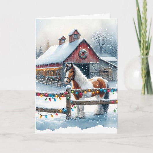 クリスマスファームで美しい馬 カード (正面)