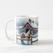 クリスマスファームで美しい馬 コーヒーマグカップ (左)