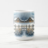 クリスマスファームで美しい黒馬 コーヒーマグカップ (中央)