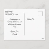 クリスマスファームで美しい黒馬 シーズンポストカード (裏面)