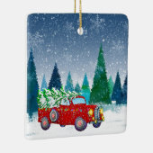 クリスマスファームのクリスマスツリー付きトラック セラミックオーナメント (右)