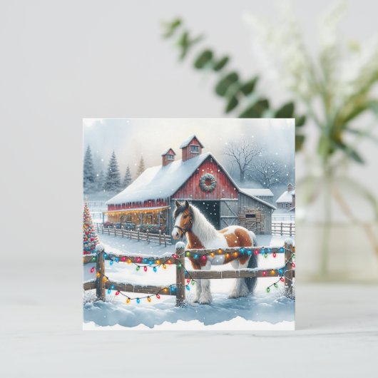 クリスマスファームの美しいパーソナライズされた馬 カード (スタンド正面)
