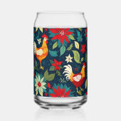 クリスマスファームの鶏とポインセチア ガラス缶 (右)