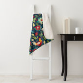 クリスマスファームの鶏とポインセチア シェルパブランケット (インサイチュ)