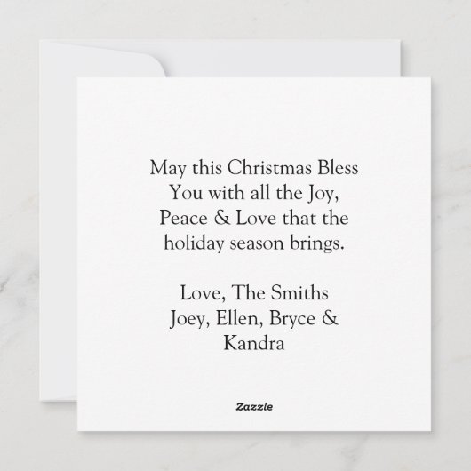 クリスマスファームの黒馬パーソナライズされた シーズンカード (裏面)