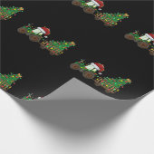 クリスマスファームトラクタークリスマスツリーライツサンタハット ラッピングペーパー (角)