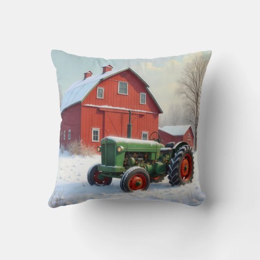 クリスマスファームトラクターバイザレッドバーン クッション (裏面)