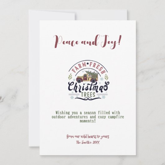クリスマスファームトラックパインツリーアウトドアアドベンチャー シーズンカード (正面)