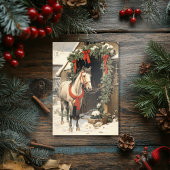 クリスマスファームハウス&馬小屋のフラットカード シーズンカード