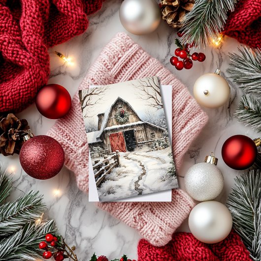 クリスマスファームハウス 馬小屋 フラットカード シーズンカード