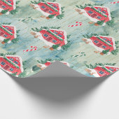 クリスマスファーム居心地の良い紙ファームハウスと木 ラッピングペーパー (角)