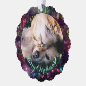 クリスマスファーリークリスマス写真テンプレート オーナメントカード (左)