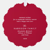 クリスマスファーリーブライトペットフォトレッドホリデー オーナメントカード (裏面)