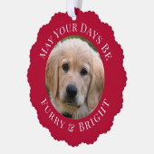 クリスマスファーリーブライトペットフォトレッドホリデー オーナメントカード (左)