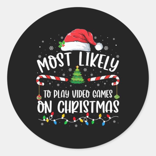 クリスマスファ遊ミリでビデオゲームをする可能性が最も高い ラウンドシール (正面)